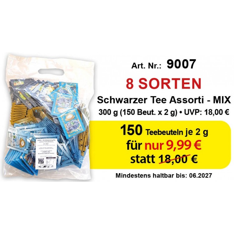 Art. Nr. 9007 Gred schwarzer Tee mix 150 TB Je 2 gr. Art. Nr. 9007 Gred schwarzer Tee mix 150 TB Je 2 gr.
