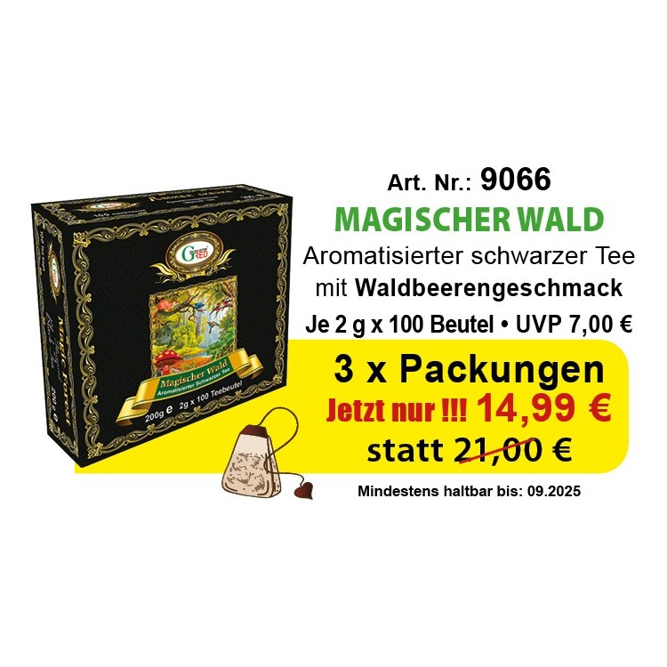 Art. 9066 3 x Gred Schwarzer Tee "Magischer Wald" je 2g x 100 Art. 9066 3 x Gred Schwarzer Tee "Magischer Wald" je 2g x 100