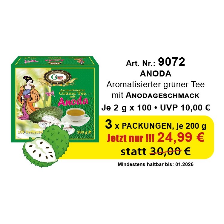 Art. 9072 3 x Gred Grüner Tee mit Anoda je 2g x 100 Art. 9072 3 x Gred Grüner Tee mit Anoda je 2g x 100