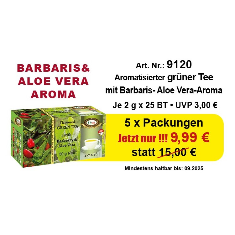 Art. 9120 Angebot 5 x Barbaris-Aloe Vera - Gruner Tee 2 x 25 TB Art. 9120 Angebot 5 x Barbaris-Aloe Vera - Gruner Tee 2 x 25 TB
