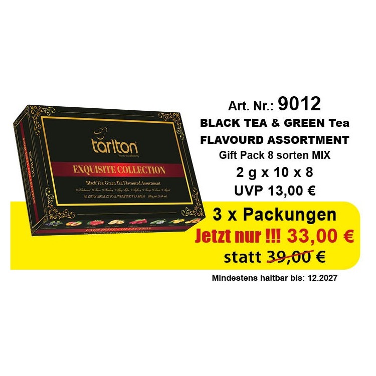 Angebot 3 x Tarlton GIFT - Pack Assortiment  Schwarzer Tee 8 Flaver 8  x 10 x 2 Gr.