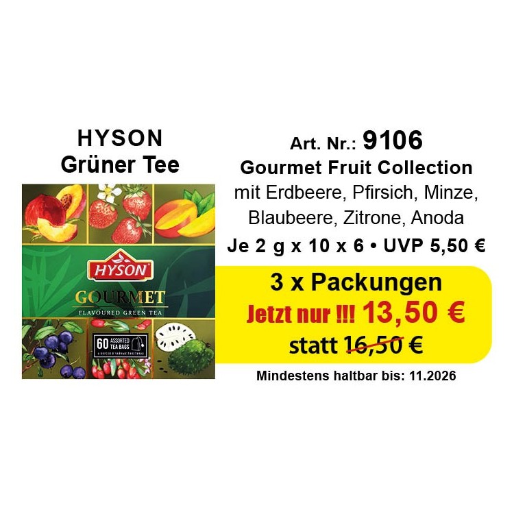 Art.9106 Angebot 3 x Hyson Grüner Tee Gurman 2 x 6 x 10