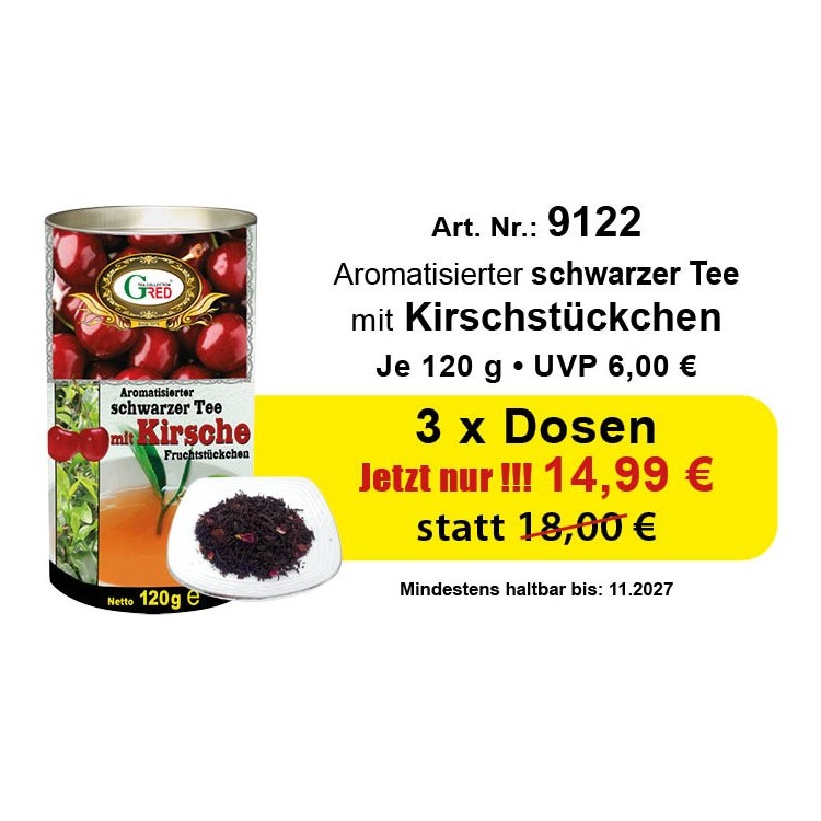 ANGEBOT 3 x Gred Schwarzer Tee Kirsche 120 Gr.