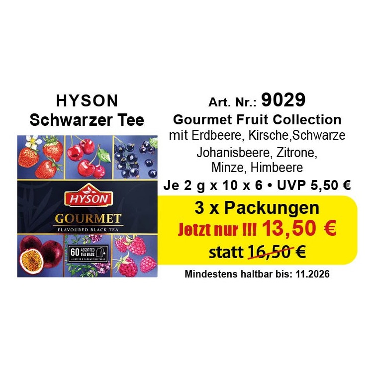 Art.9029 Angebot 3 x Hyson Schwarzer Tee  Gurman 2 x 6 x 10