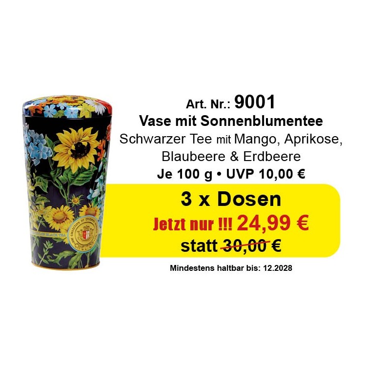 Art. 9001Angebot Chelton 3 x Vase Sonnenblumen  je 100 Gr.