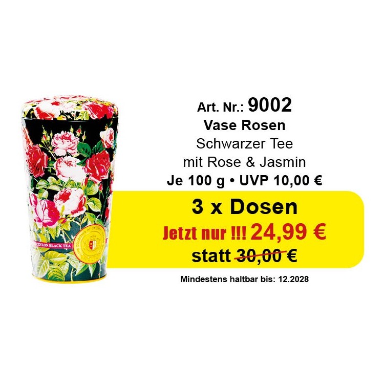 Art.Nr. 9002 Angebot 3 x Vase Rosen Je 100gr.