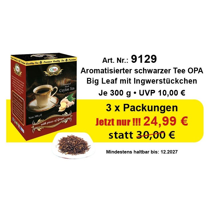 Art: 9129  3 x Gred Schwarzer Tee OPA "Ingwer" 300g