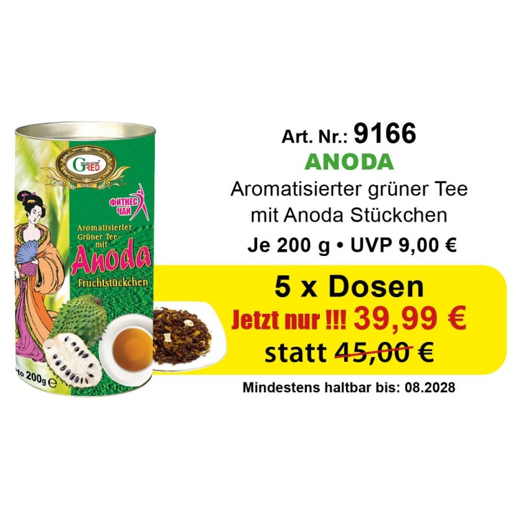 Art. 9166 5 x Gred Grüner Tee mit Anoda je 200g