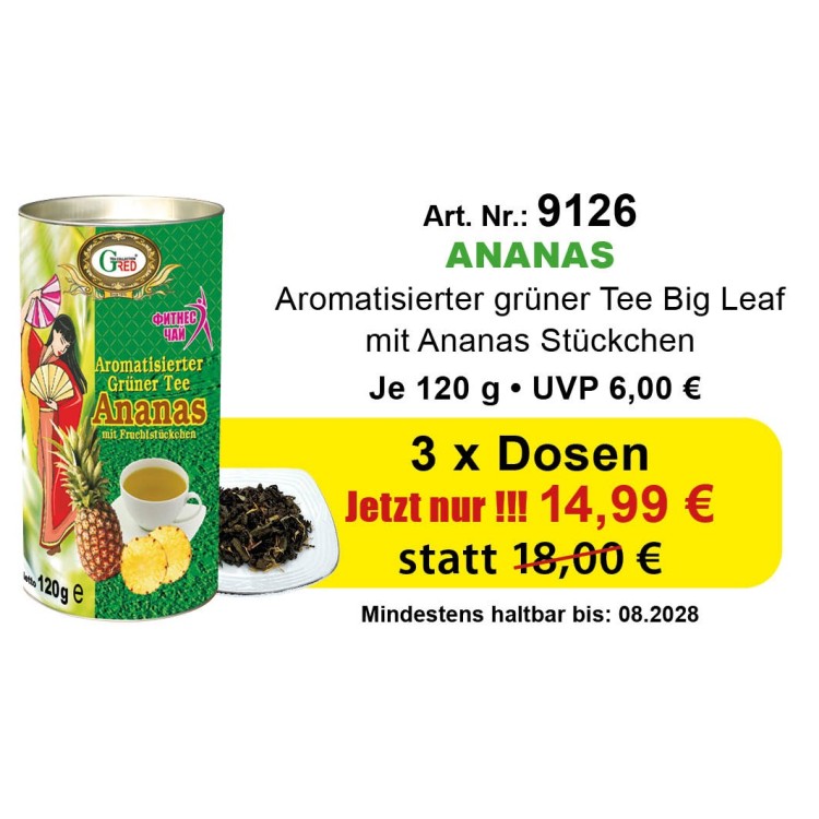Art. 9126  3 x Gred Grüner Tee mit Ananas je 120g