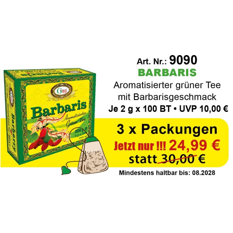 Art. 9090 3 x Gred Grüner Tee "Barbaris" je 2g x 100
