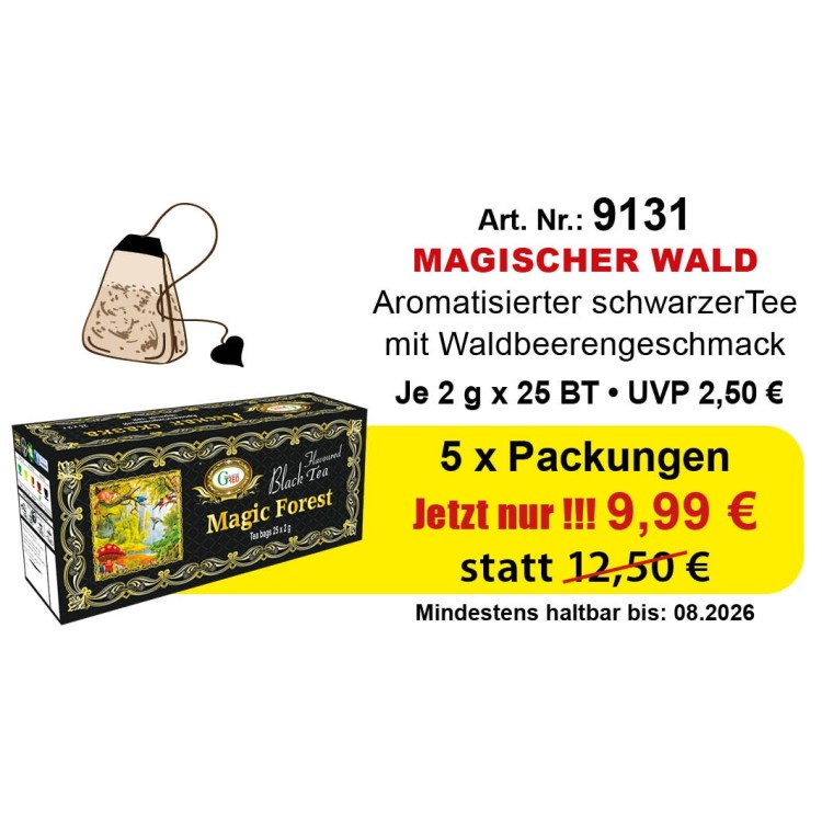 Art. 9131 5 x Gred Schwarzer Tee "Magische wald" je 2g x 25