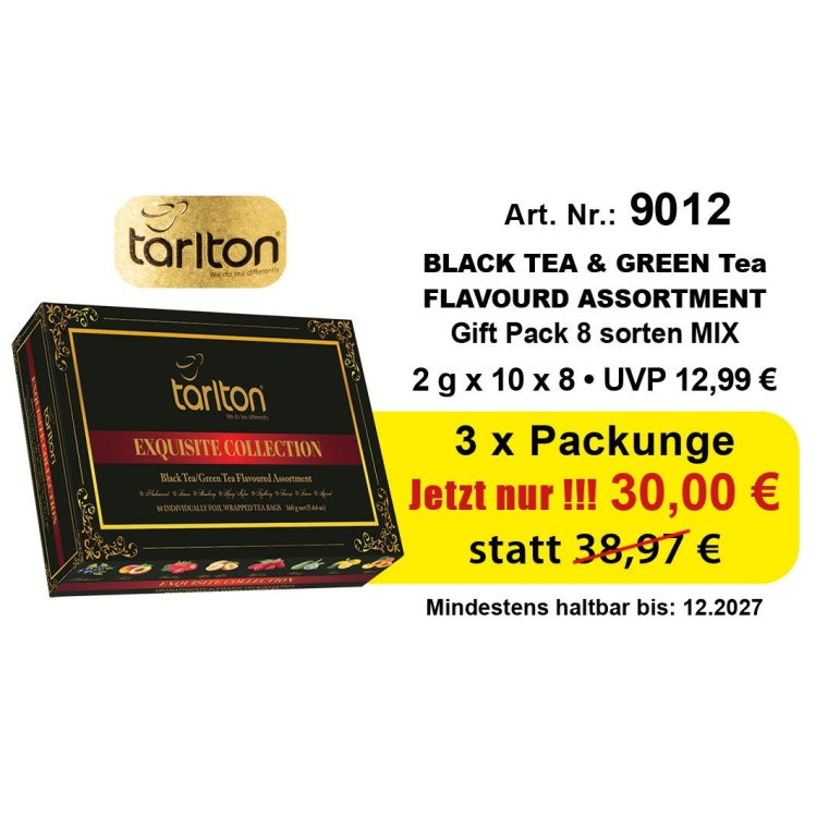 Angebot 3 x Tarlton GIFT - Pack Assortiment  Schwarzer Tee 8 Flaver 8  x 10 x 2 Gr.