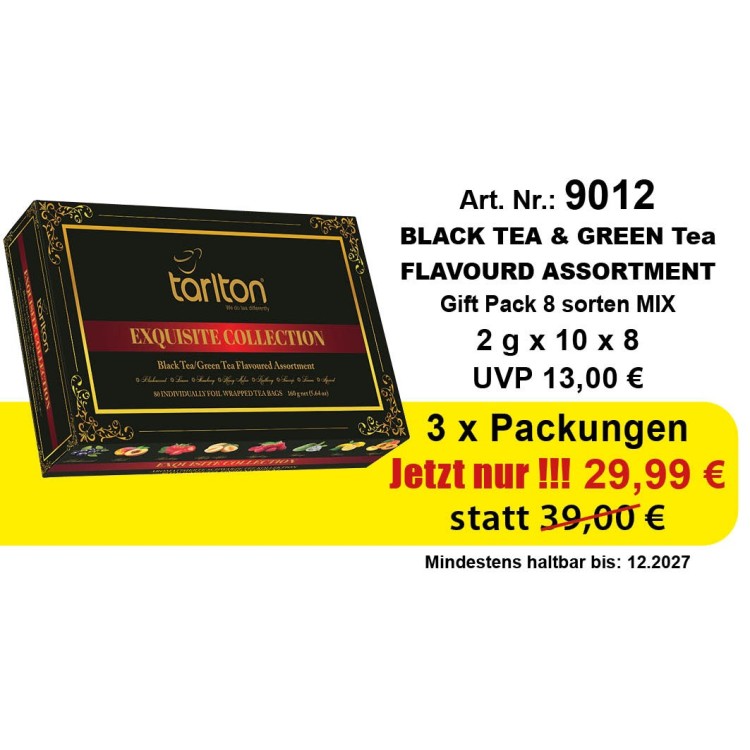 Angebot 3 x Tarlton GIFT - Pack Assortiment  Schwarzer Tee 8 Flaver 8  x 10 x 2 Gr.