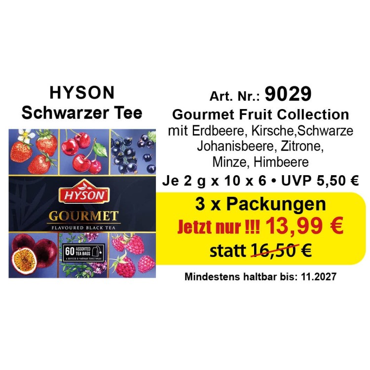 Art.9029 Angebot 3 x Hyson Schwarzer Tee  Gurman 2 x 6 x 10