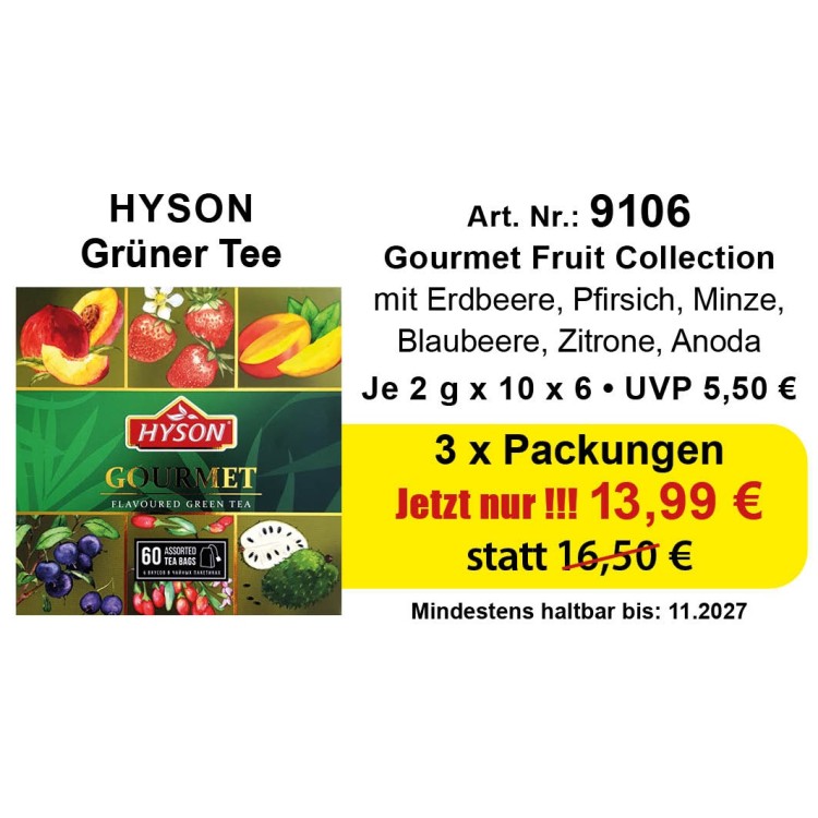 Art.9106 Angebot 3 x Hyson Grüner Tee Gurman 2 x 6 x 10