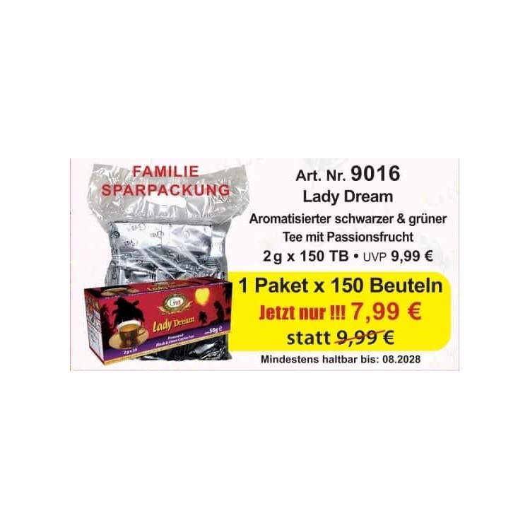 Art. 9016  Gred Schwarzer+Gruener Tee Lady Dream 2g x 150 TB