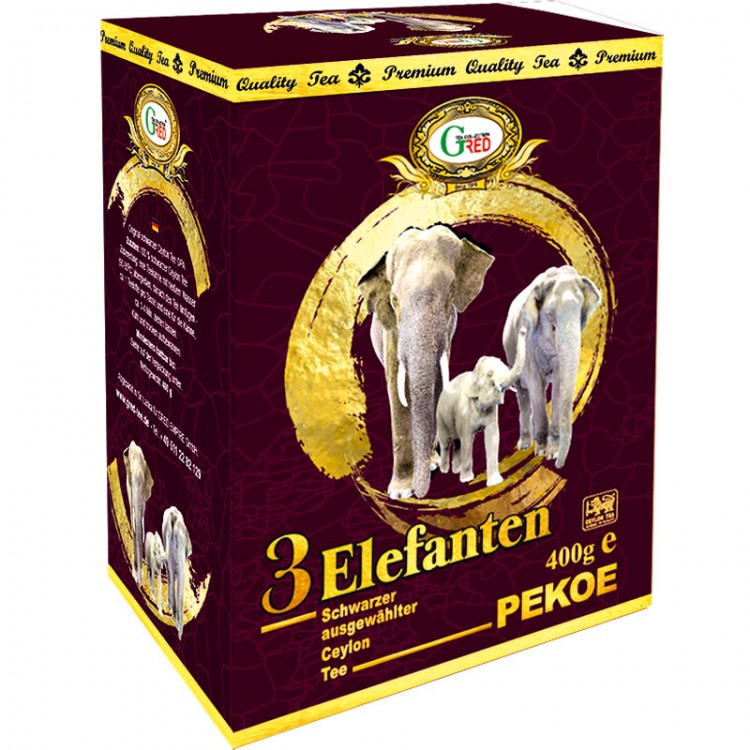 Art. 1031 Gred Schwarzer Tee Pekoe "3 Elefanten" 400g Art. 1031 Gred Schwarzer Tee Pekoe "3 Elefanten" 400g