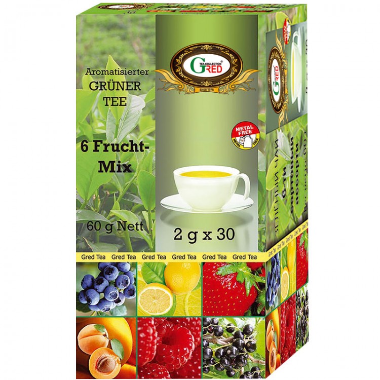 Art. 1063 Grüner Tee "6 Frucht-Aromen" 2g x 5 x 6 Art. 1063 Grüner Tee "6 Frucht-Aromen" 2g x 5 x 6