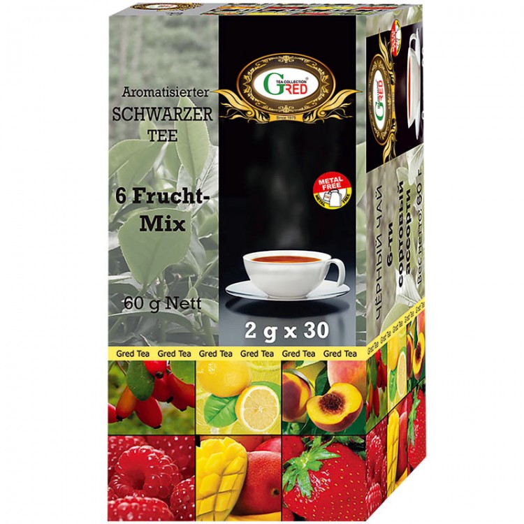 Gred Schwarzer Tee "6 Frucht-Aromen" 2g x 5 x 6