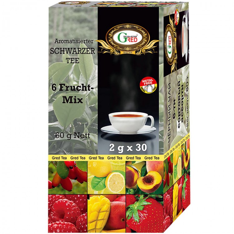 Art.1064 Gred Schwarzer Tee "6 Frucht-Aromen" 2g x 5 x 6 Art.1064 Gred Schwarzer Tee "6 Frucht-Aromen" 2g x 5 x 6