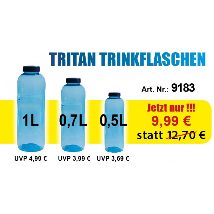 Angebot 3 Tritan Trink Flaschen 1,Lit. 0,7 Lit. 0,5Lit.