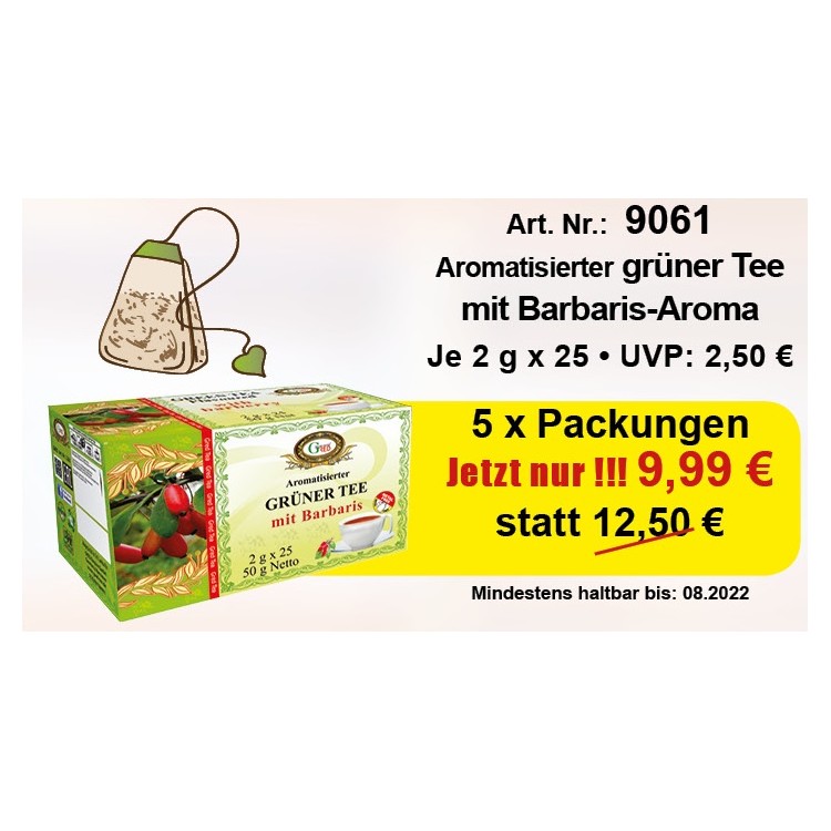 Art. 9061 5 x Gred Grüner Tee "Barbaris" je 2g x 25