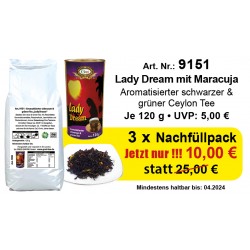 Art. 9151 3 x Gred Nachfühlpack Schw.& Grün. Tee "Lady Dream" je 120g