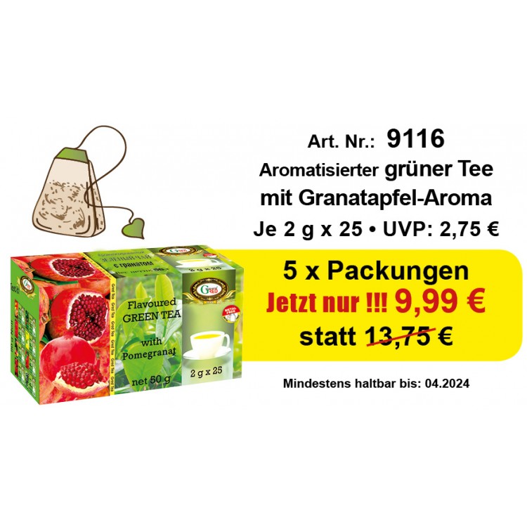 Art. 9116 5 x Gred Grüner Tee mit Granatapfel je 2g x 25