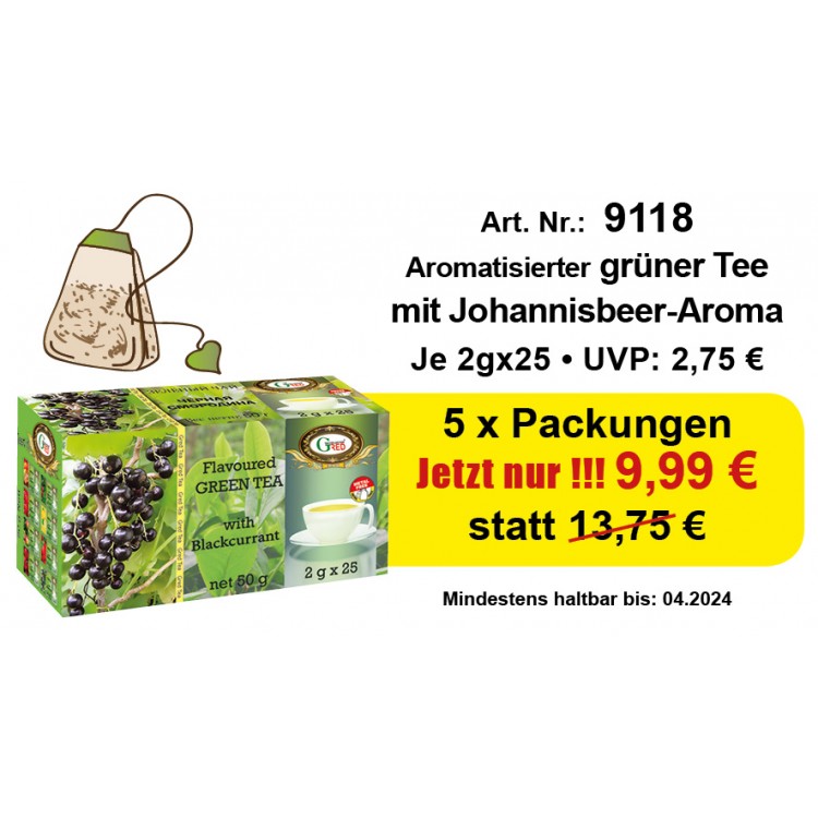 Art. 9118 5 x Gred Grüner Tee mit Schwarzer Johannisbeere je 2g x 25