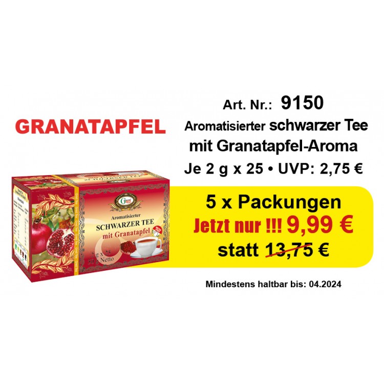 Art. 9150 5x Gred Schwarzer Tee "Granatapfel" je 2g x 25