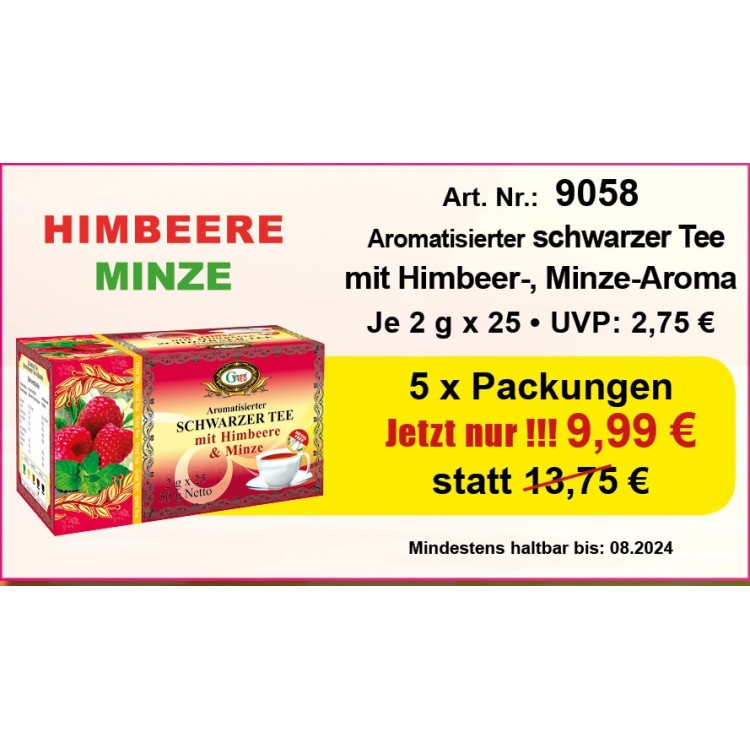 Art. 9058 5x Gred Schwarzer Tee "Himbeere & Minze" je 2g x 25