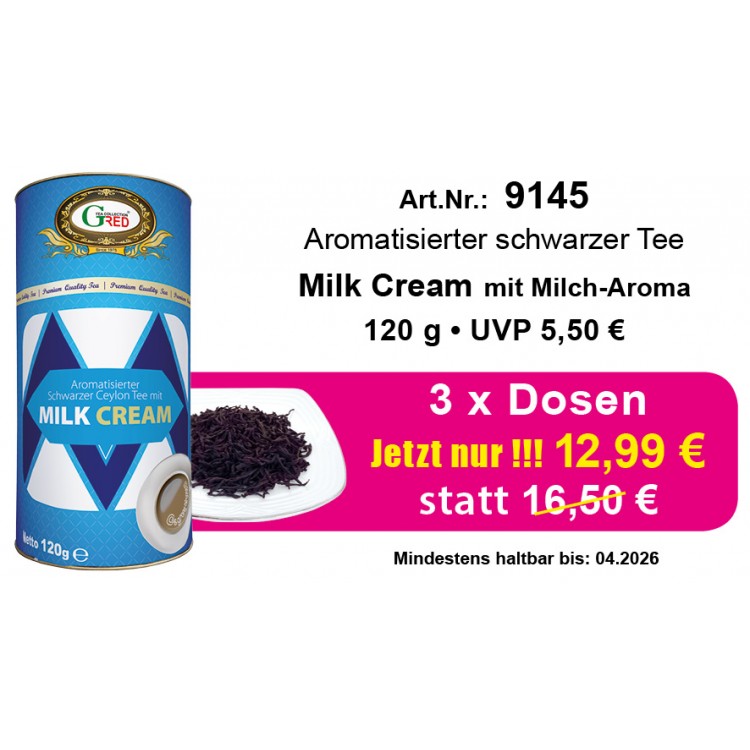 Angebot 3 x Gred Schwarzer Tee "Milk Cream" je 120g
