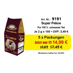 Atr. 9191 5 x Gred Schwarzer Ceylon Tee Super Pekoe je 100 Gr.