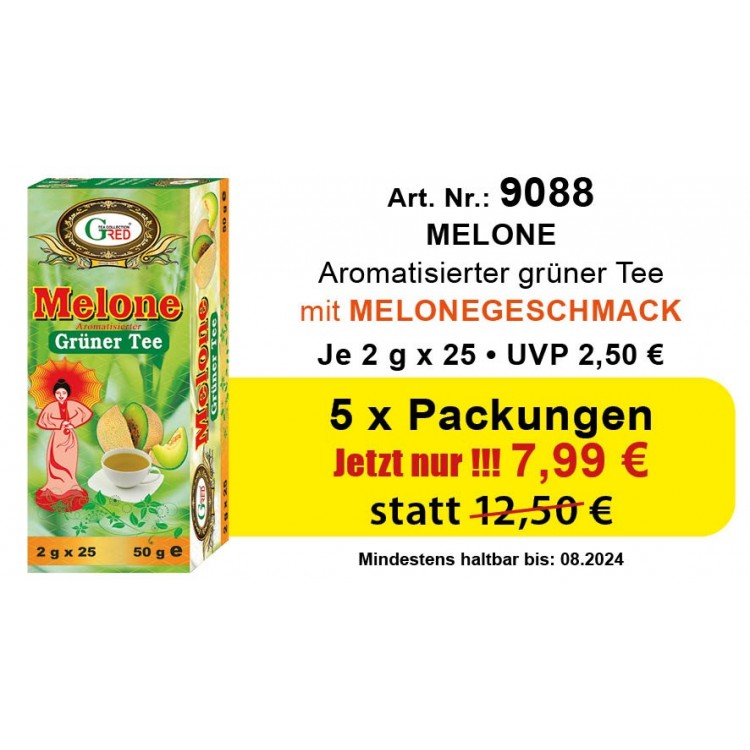 Art. Nr.9088  5 x Gred Grüner Tee "Melone" je 2g x 25