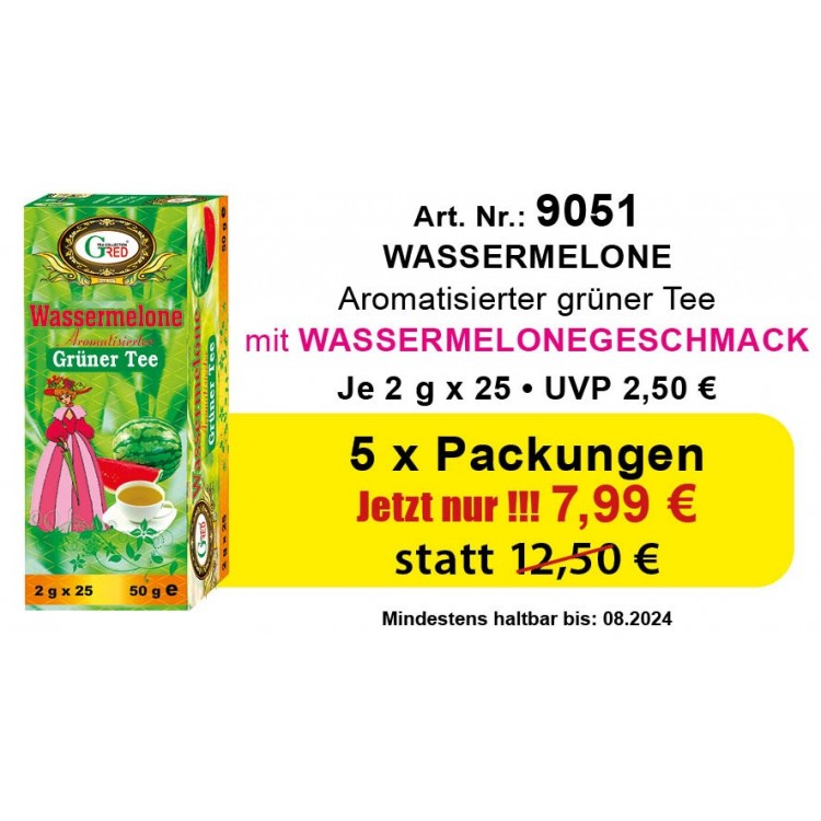 Art. 9051 5 x Gred Grüner Tee mit Wassermelone je 2g x 25
