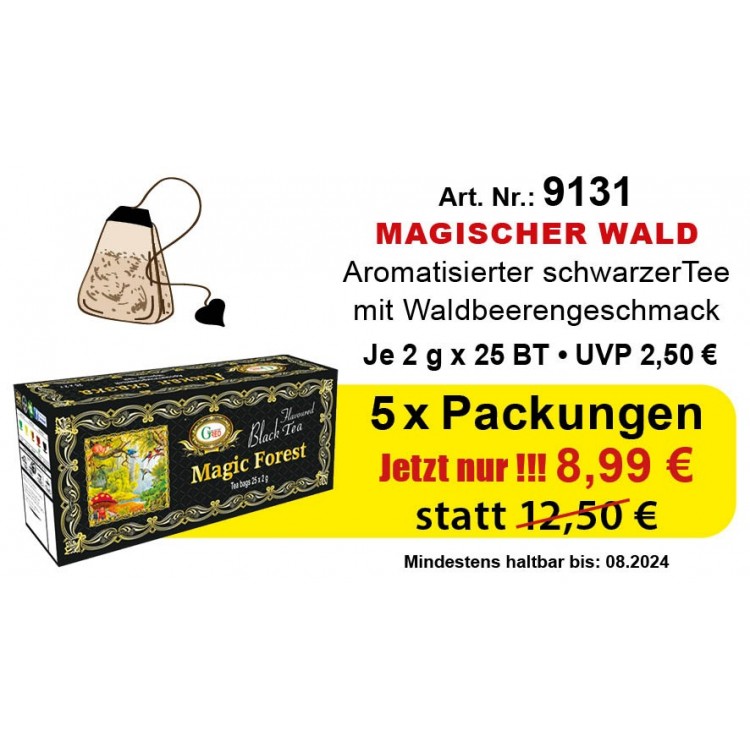Art. 9131 5 x Gred Schwarzer Tee "Magische wald" je 2g x 25